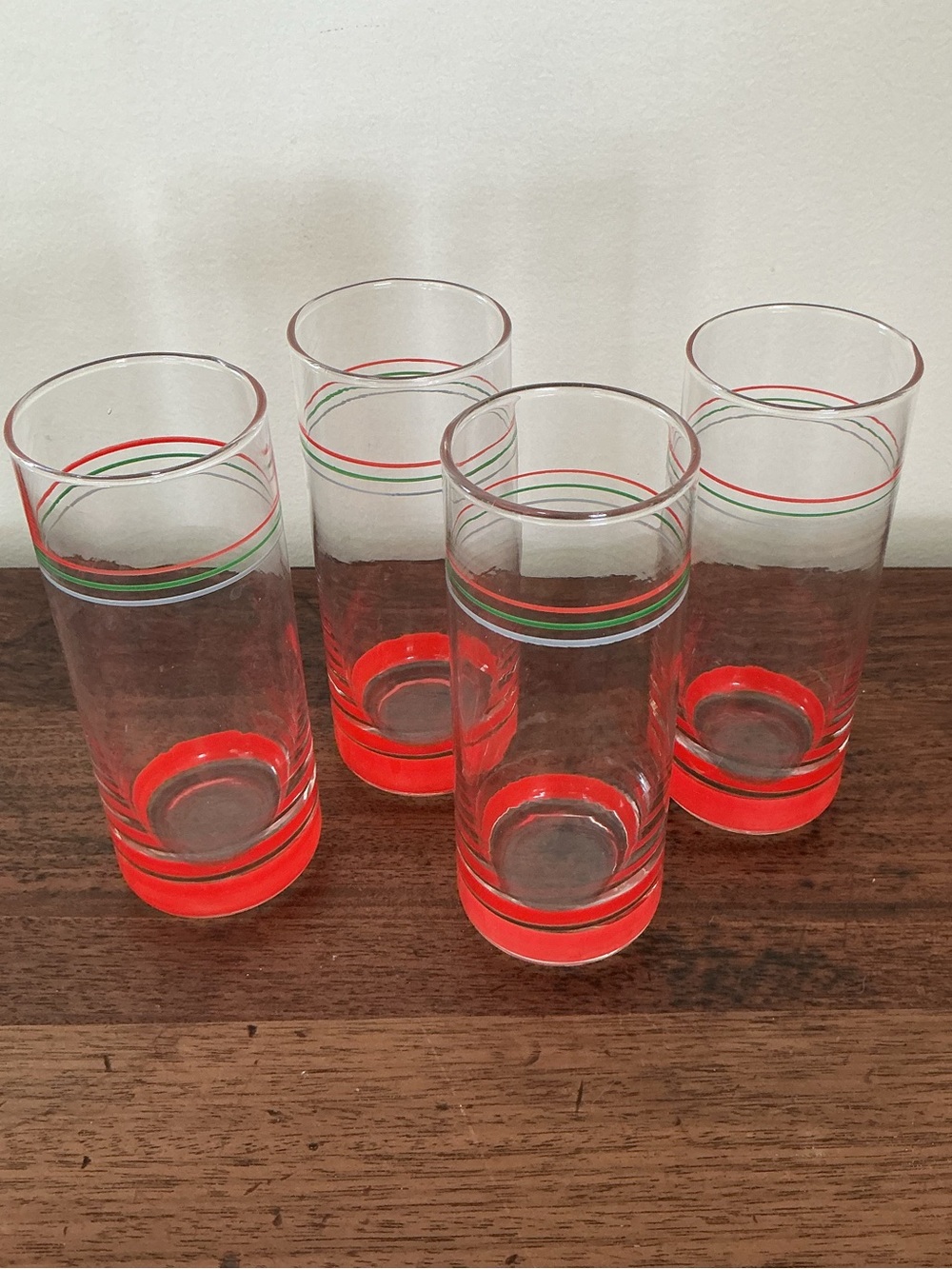 Vintage Set of 4 Striped Drinking  Glasses